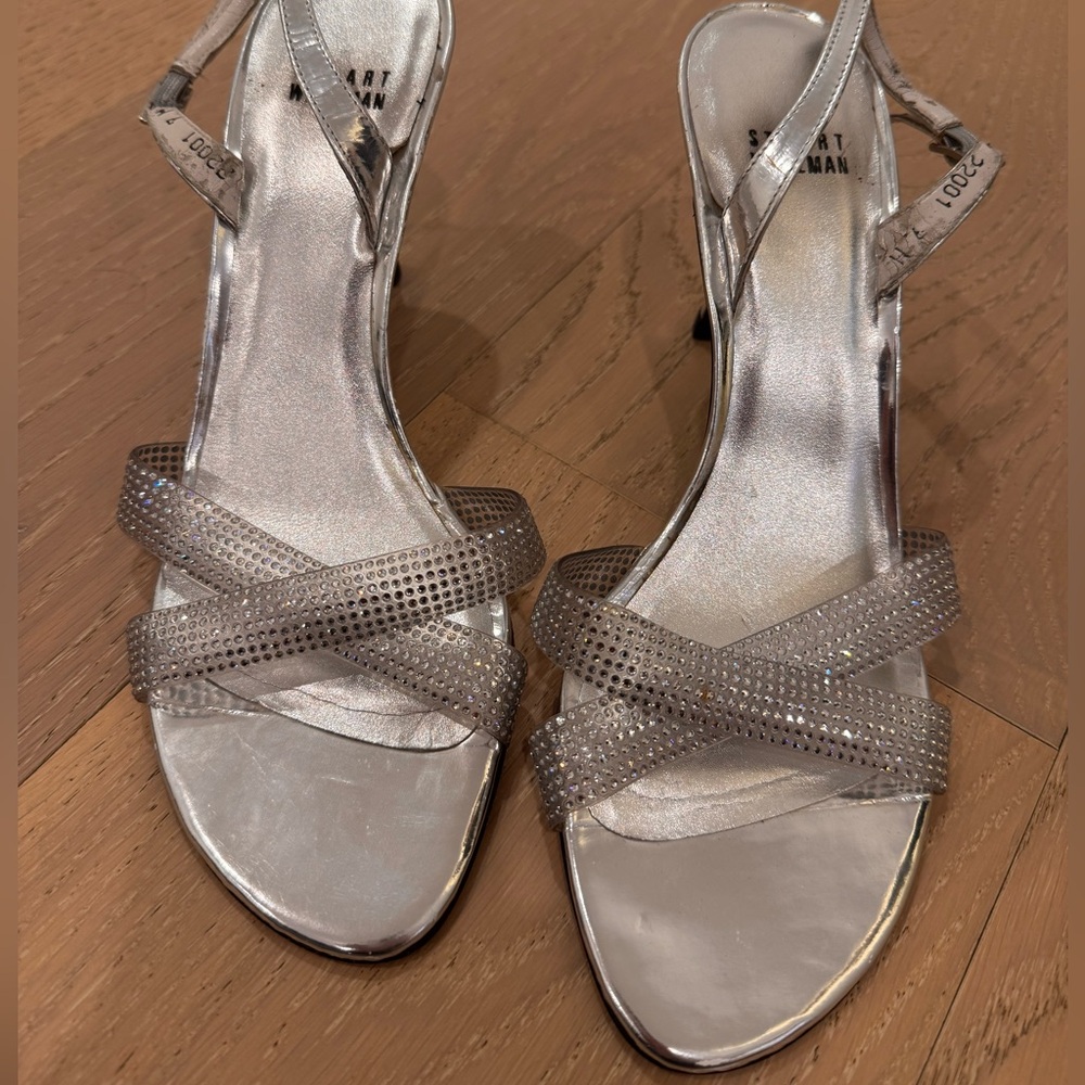 Stuart Weitzman Shimmering Silver Heels
